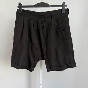 Aoyama Itchome Anthro Italian 100% Linen Shorts Pleated Vintage Luxury‎ sz L